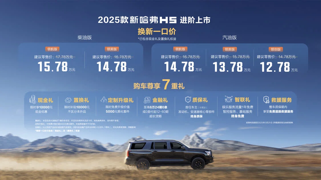 2025款哈弗H5正式上市，一口價12.78萬起