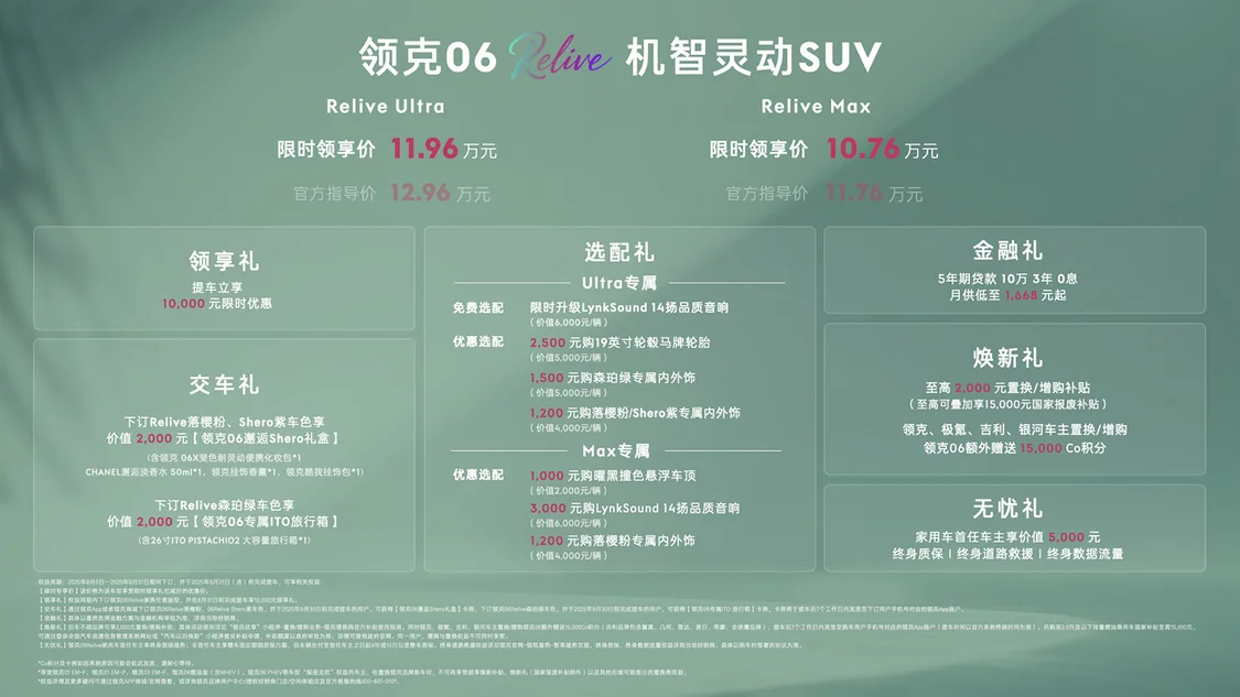 領(lǐng)克06 Relive煥新上市 限時專享價10.76萬元起