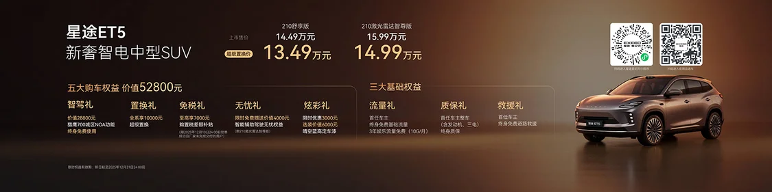 首發(fā)征程6P芯片/城市領(lǐng)航終身免費 星途ET5超級置換價13.49萬元起