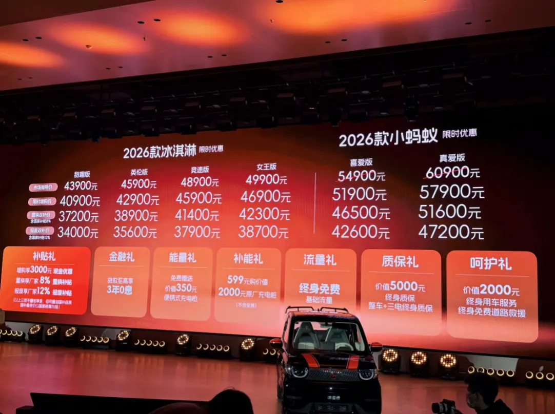 2026款奇瑞冰淇淋/小螞蟻正式上市，多種風(fēng)格滿足個(gè)性需求，報(bào)廢雙補(bǔ)價(jià)最低僅需3.4萬元起